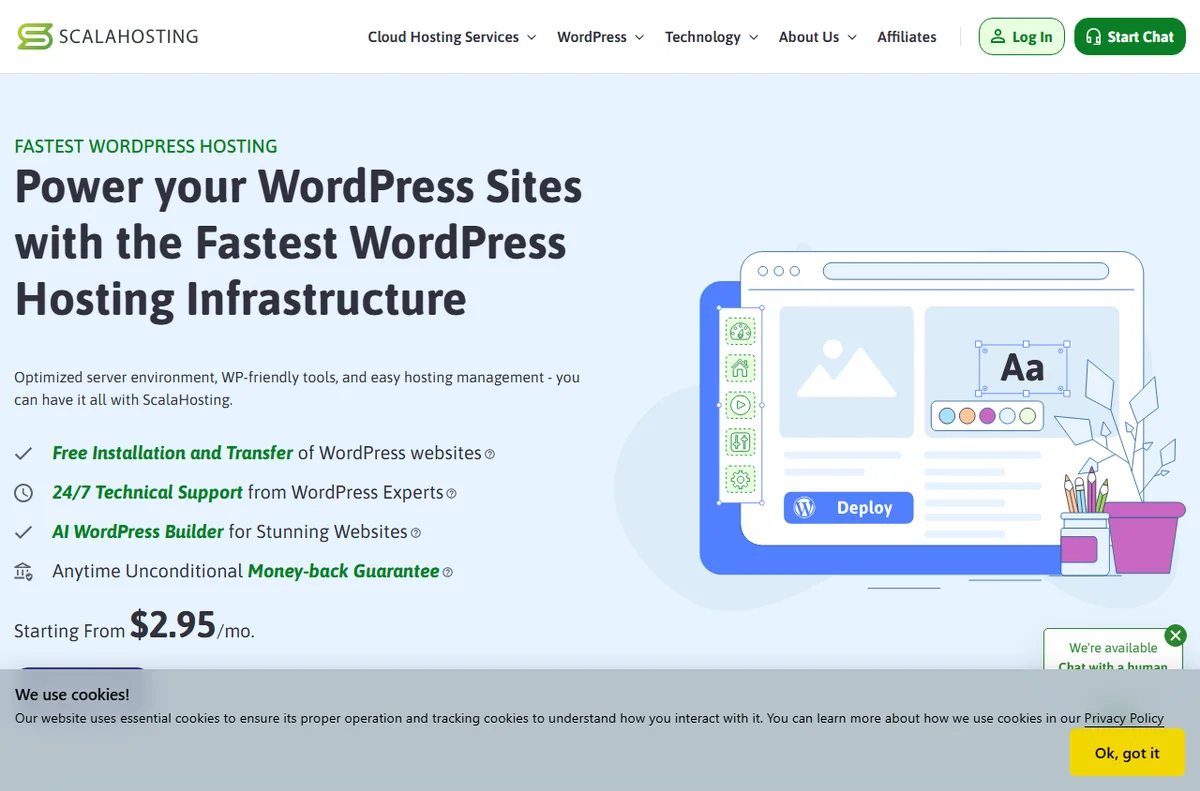 ScalaHosting managed WordPress hosting page