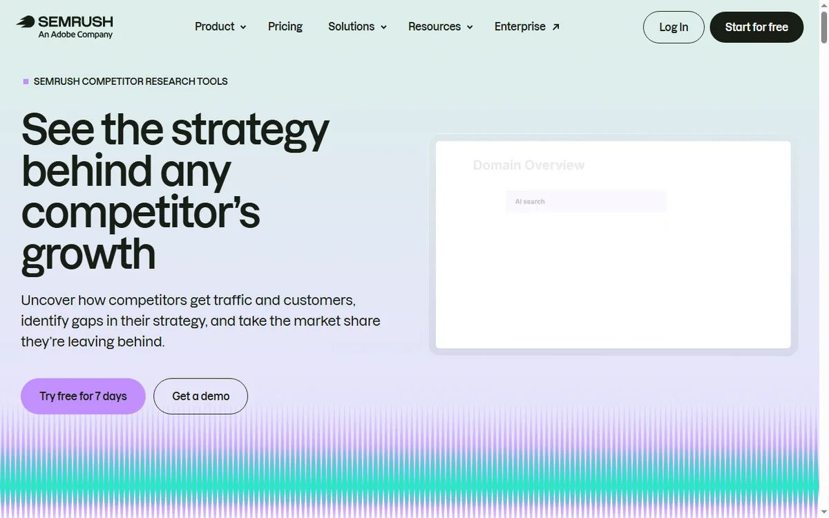 Semrush competitor page