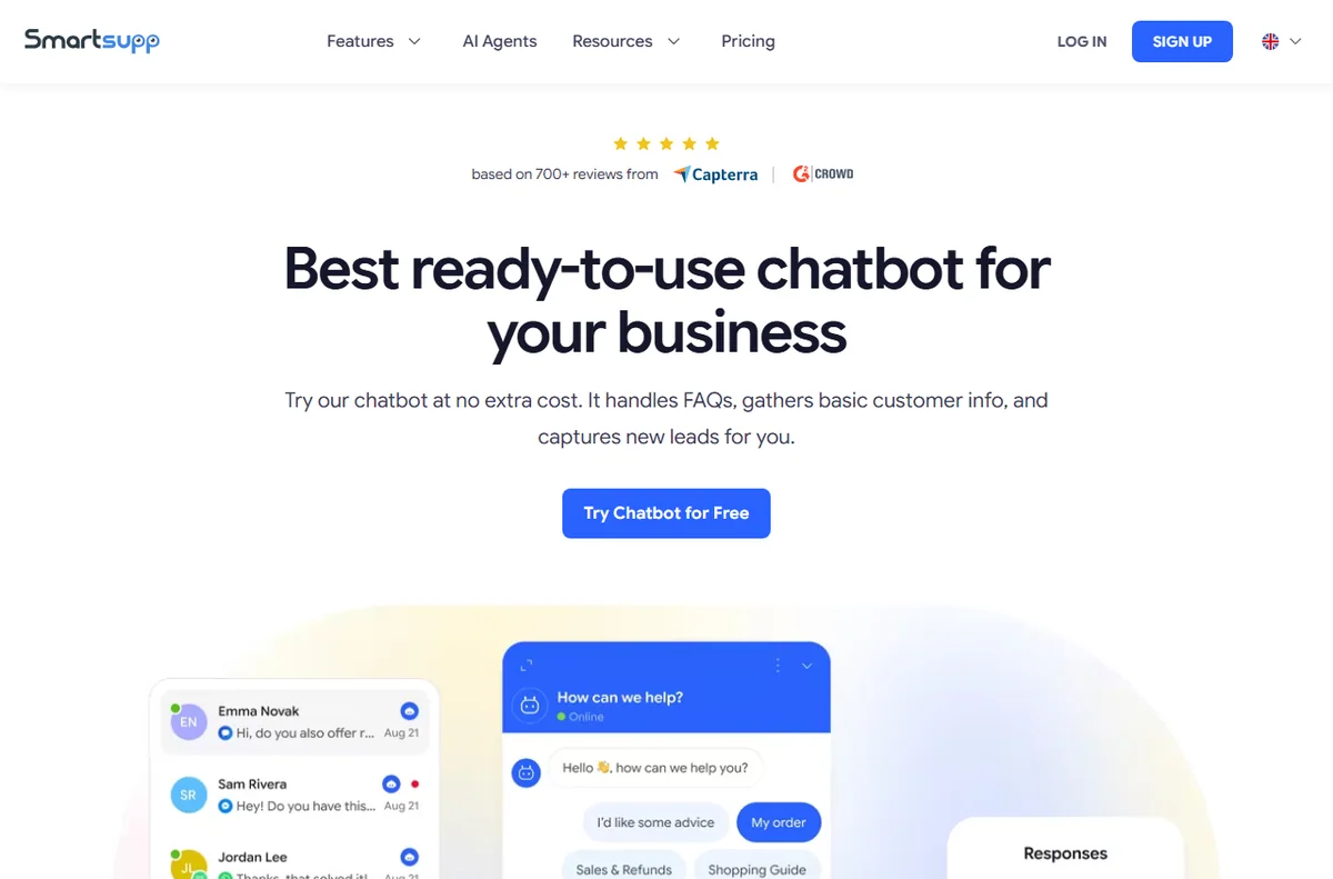 Smartsupp chatbot software page
