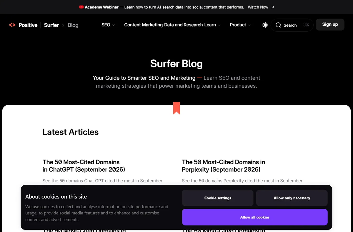 Surfer blog with SEO guides