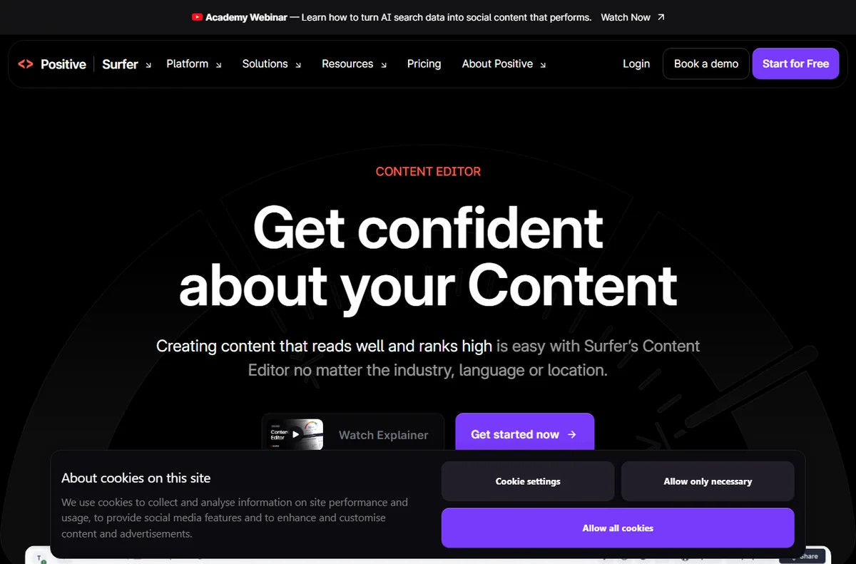 Surfer Content Editor product page
