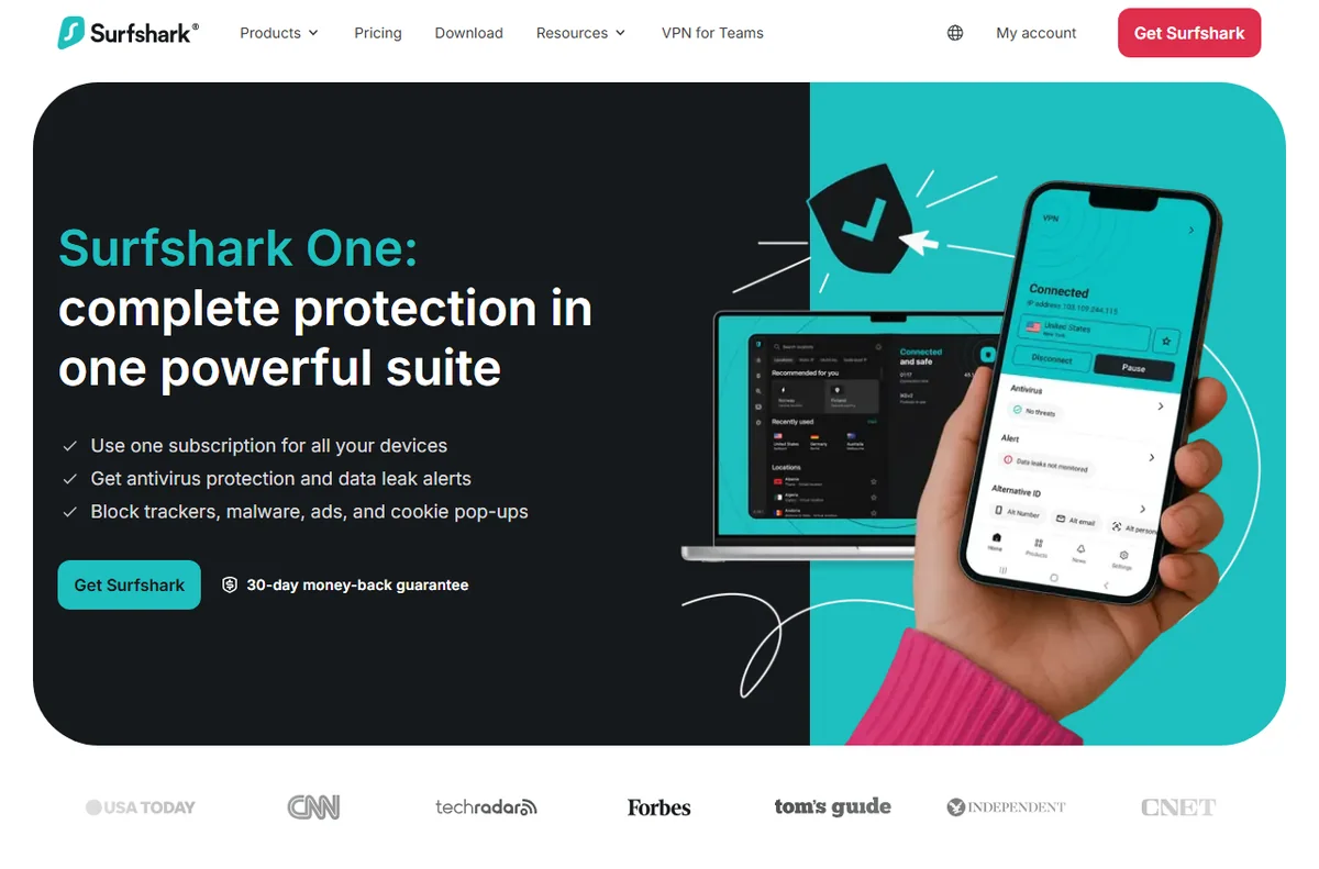 Surfshark One protective bundle page