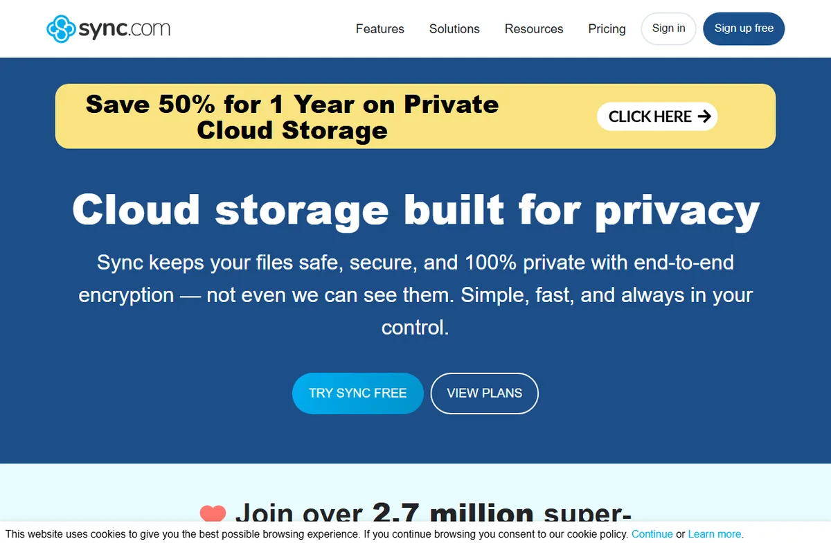 Sync.com secure cloud storage service