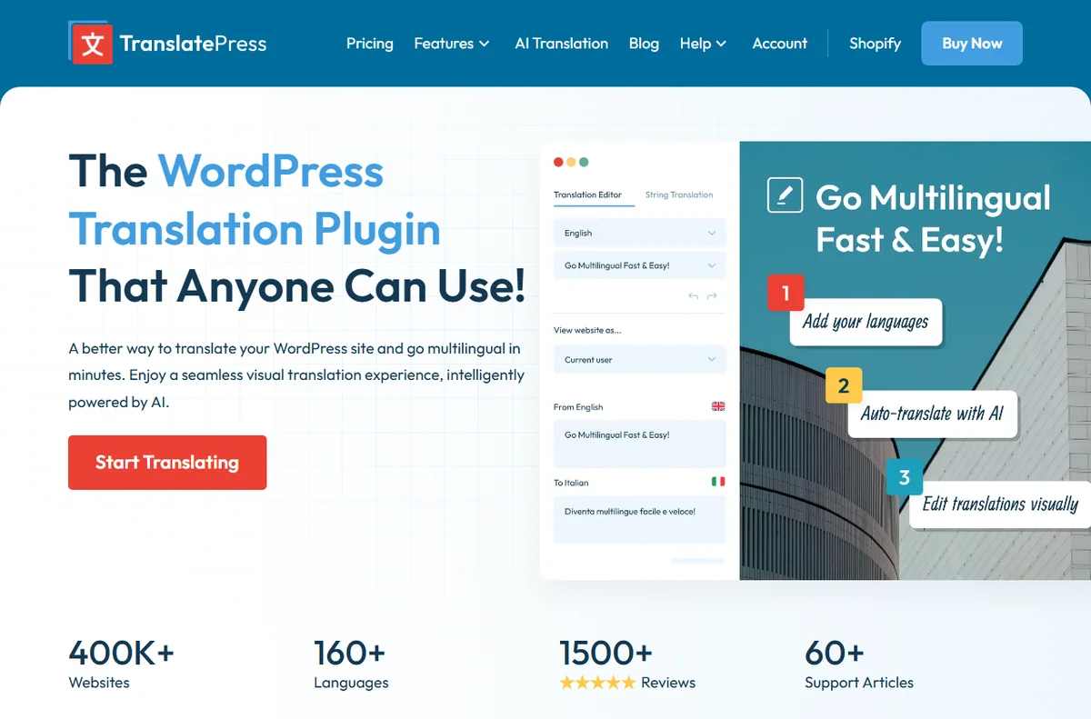 TranslatePress WordPress translation plugin