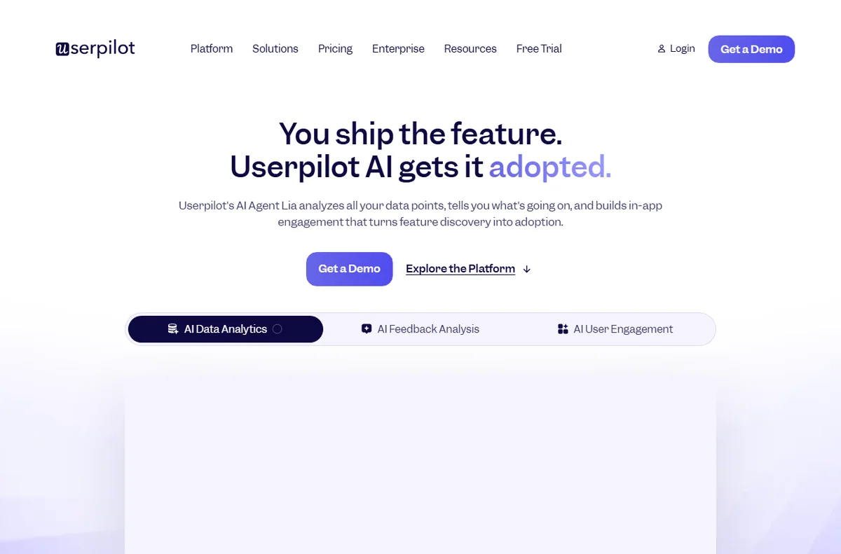 Userpilot in-app onboarding and guidance software