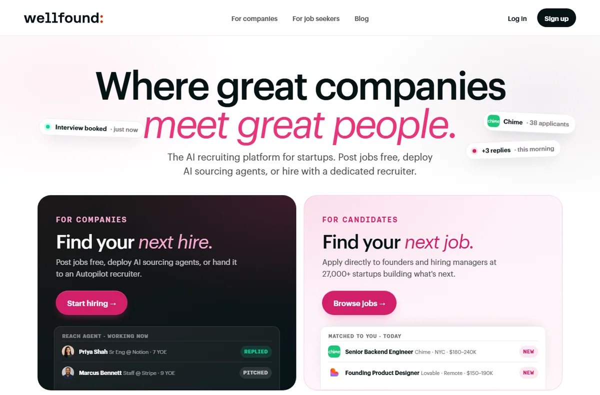 Wellfound startup and remote jobs platform
