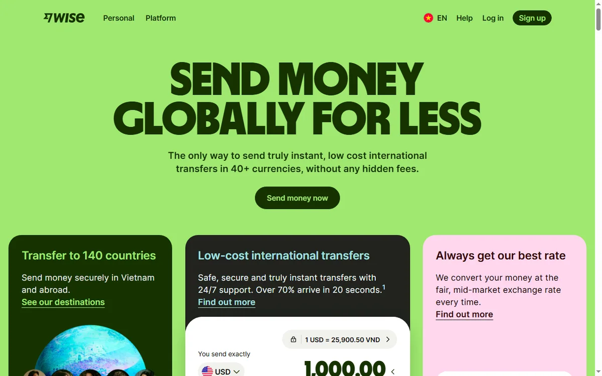 Wise home page