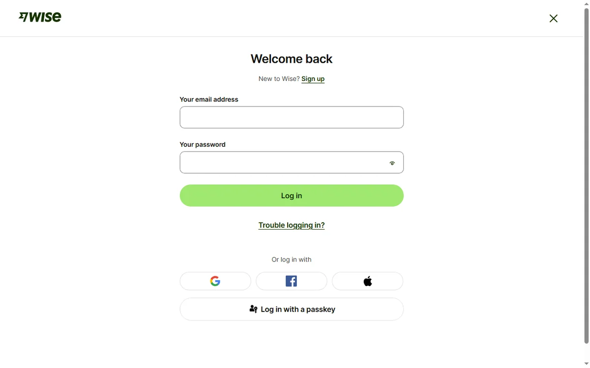 Wise login page