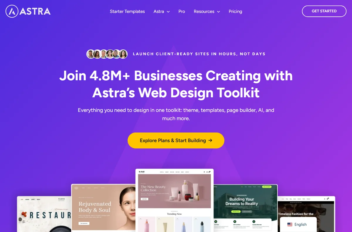 Astra fast lightweight WordPress theme homepage