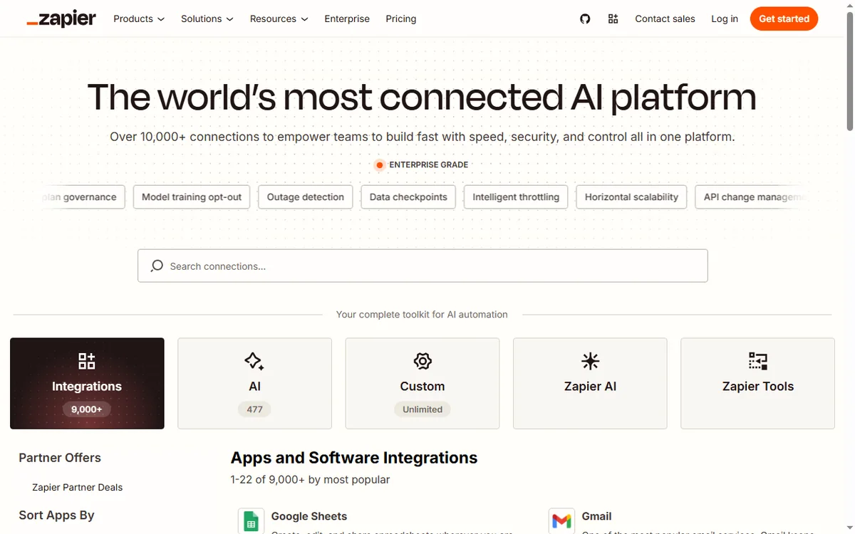 Zapier apps page