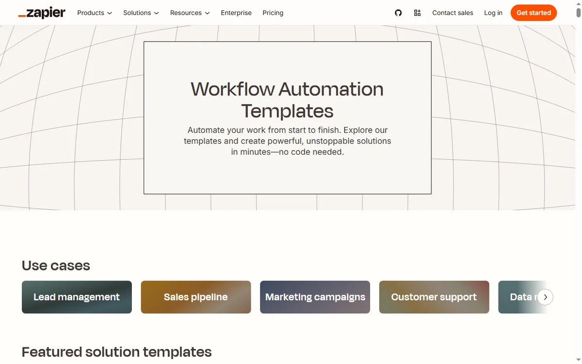 Zapier templates page