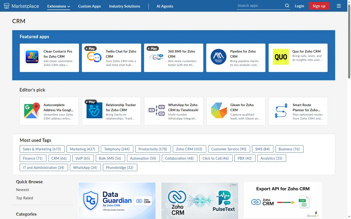 Zoho CRM integrations directory