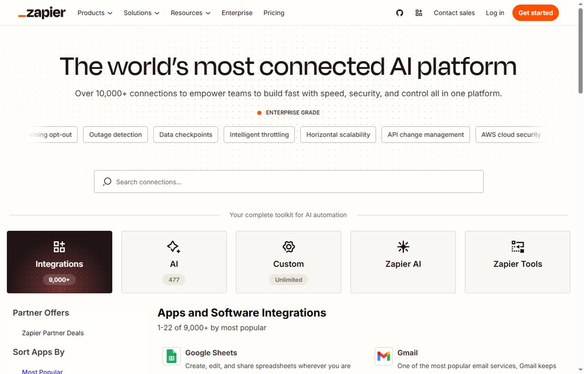 Zapier app directory for connecting tools